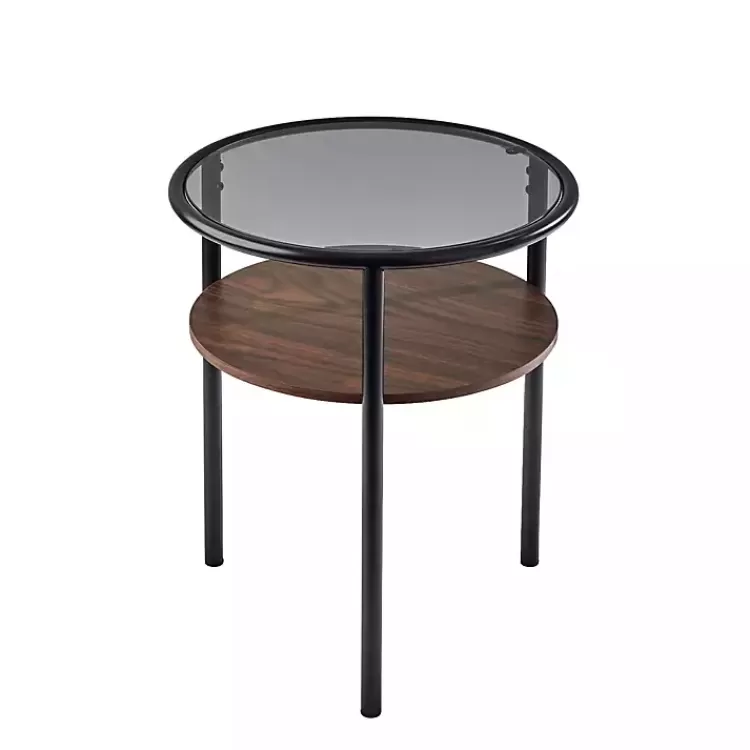 Glass Top Accent Table with Wood Shelf>Kirklands Home Fashion