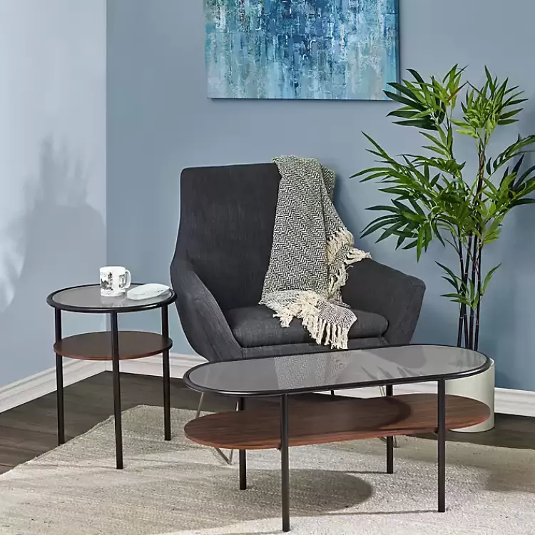 Glass Top Accent Table with Wood Shelf>Kirklands Home Fashion