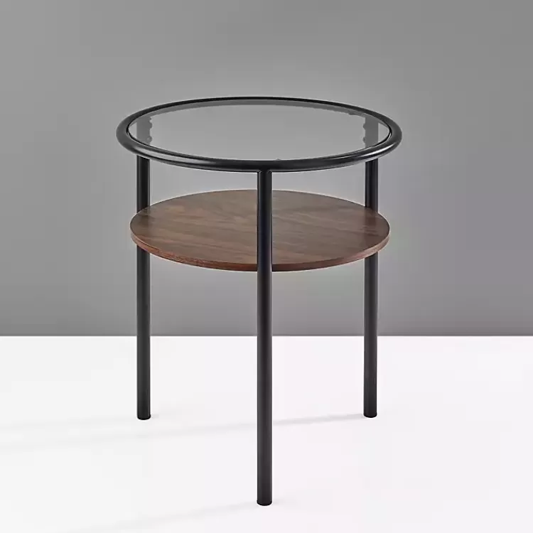 gray_glass_top_accent_table_with_wood_shelf_2.webp Glass Top Accent Table with Wood Shelf>Kirklands Home Fashion