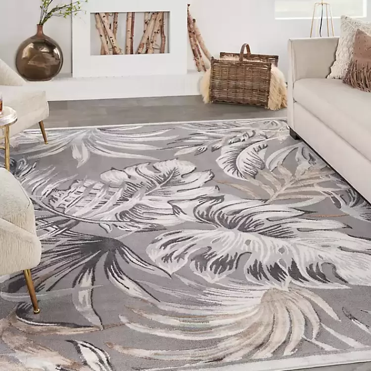 Gray Grand Leaf Coastal Area Rug, 7x9>Kirklands Home Cheap