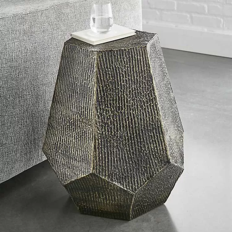 Gray Hand-Stamped Iron Hexagon Accent Table>Kirklands Home Best