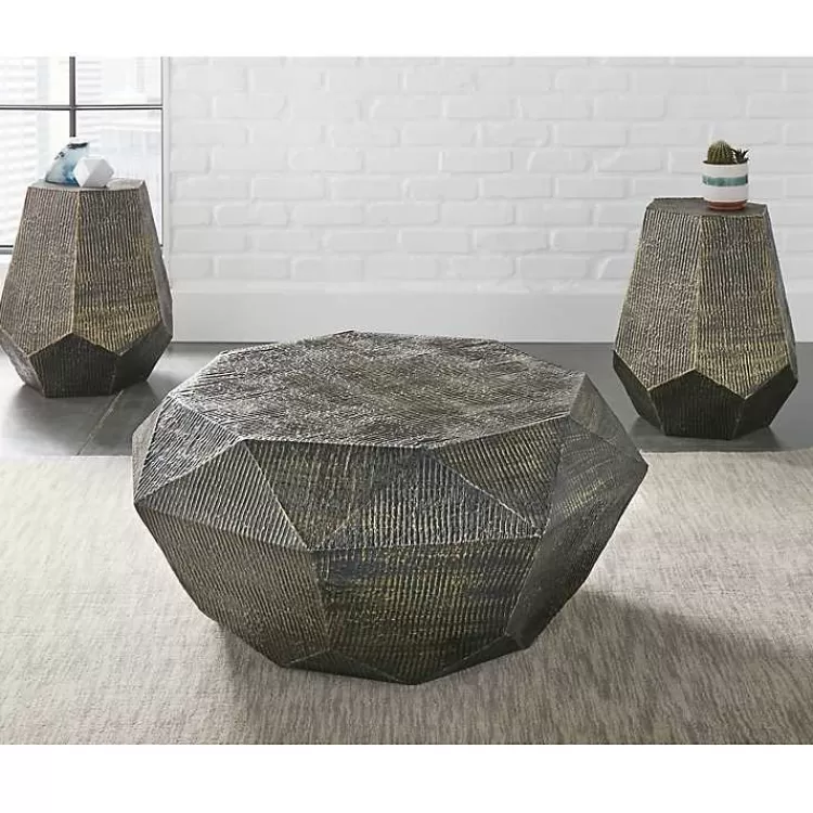 gray_handstamped_iron_hexagon_accent_table_4.webp Gray Hand-Stamped Iron Hexagon Accent Table>Kirklands Home Best