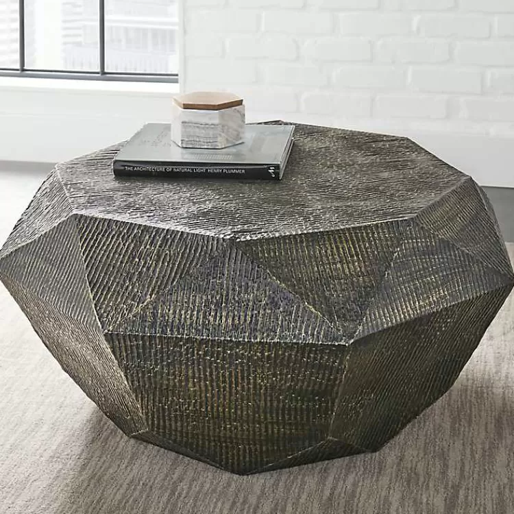 Gray Hand-Stamped Iron Octagonal Coffee Table>Kirklands Home Flash Sale