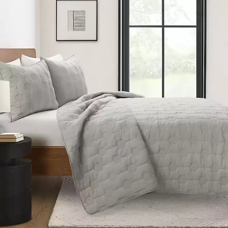 gray_hexagon_honeycomb_pc_fullqueen_quilt_set_2.webp Hexagon Honeycomb 3-pc. Full/Queen Quilt Set>Kirklands Home Store