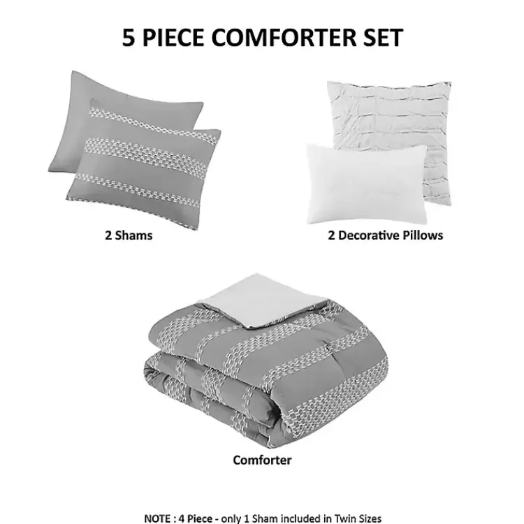 gray_jacquard_pc_fullqueen_comforter_set_9.webp Jacquard 5-pc. Full/Queen Comforter Set>Kirklands Home Best