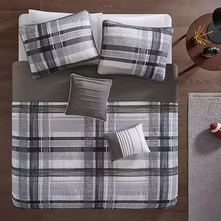 gray_jax_plaid_pc_twintwin_xl_comforter_set_2.webp Jax Plaid 4-pc. Twin/Twin XL Comforter Set>Kirklands Home New