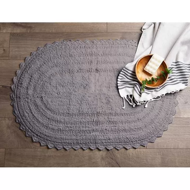 gray_large_crochet_oval_bath_mat_3.webp Large Crochet Oval Bath Mat>Kirklands Home Fashion
