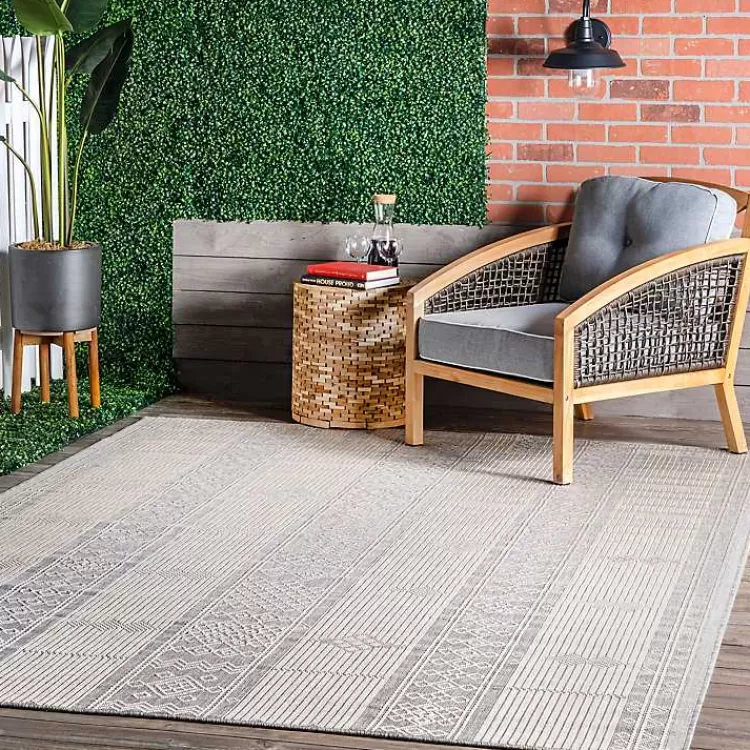 Gray Lee Global Stripes Outdoor Area Rug, 5x8>Kirklands Home Clearance