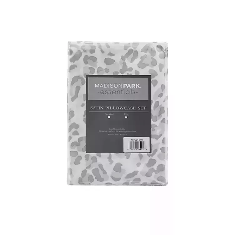 Gray Leopard Satin King 2-pc. Pillow Case Set>Kirklands Home Fashion