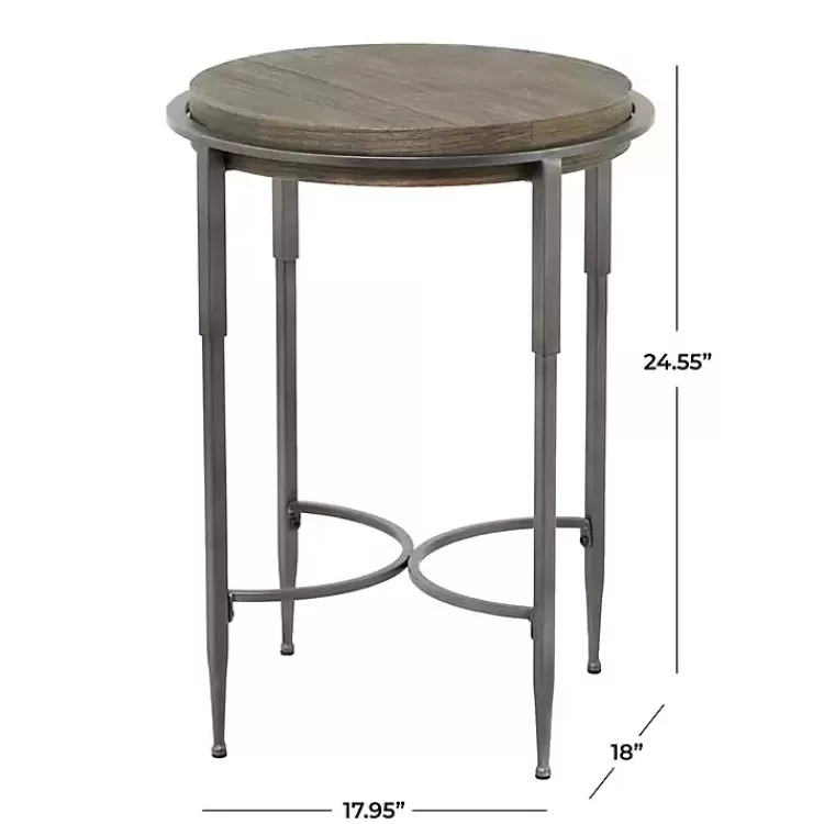 gray_metal__wood_round_accent_table_5.webp Metal & Wood Round Accent Table>Kirklands Home Shop