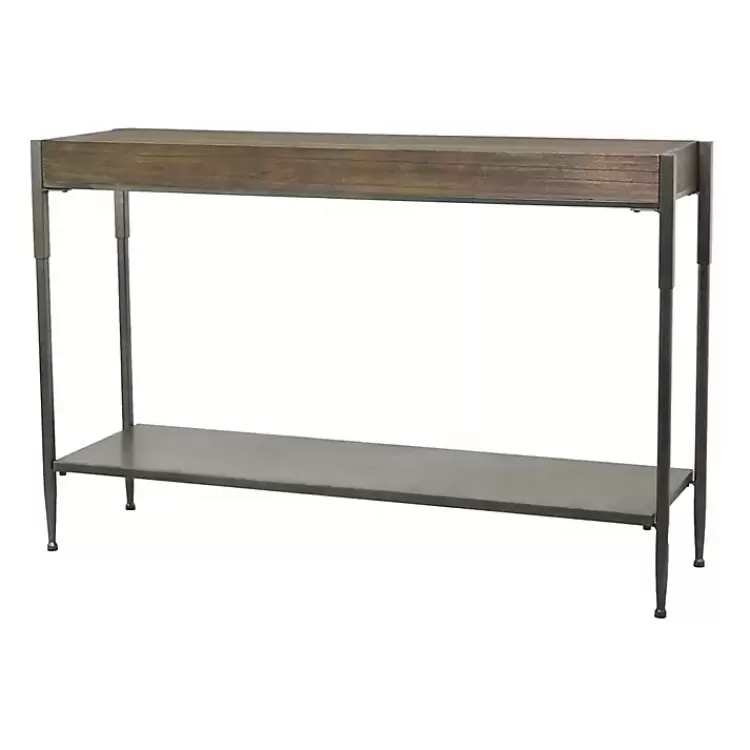 Gray Metal and Wood Console Table>Kirklands Home Store