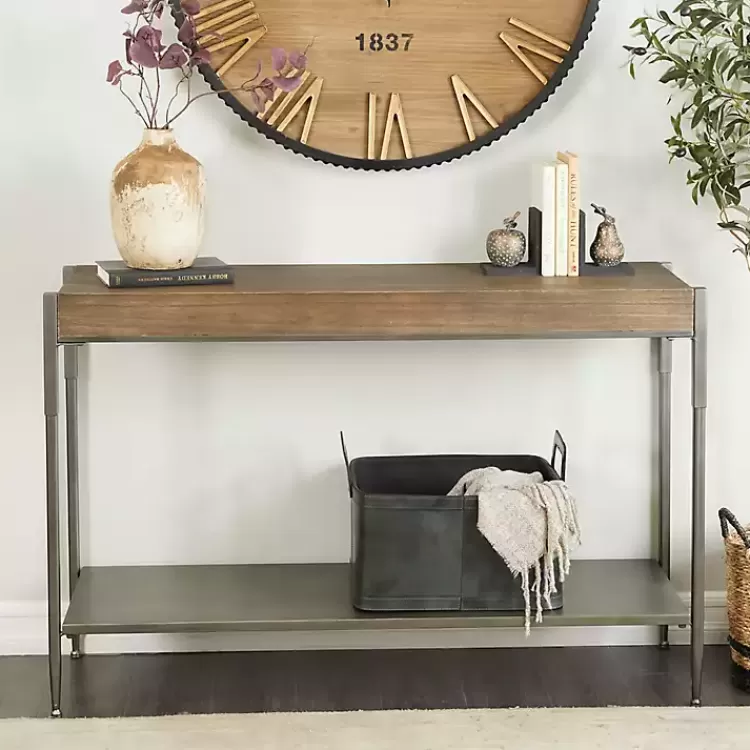 gray_metal_and_wood_console_table_3.webp Gray Metal and Wood Console Table>Kirklands Home Store