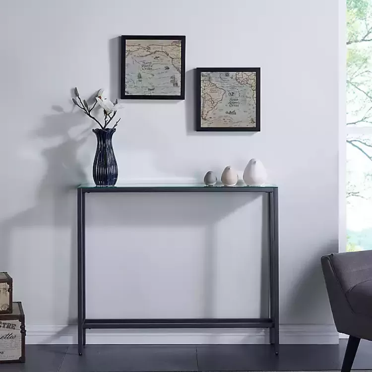 gray_metal_mirrored_top_slim_console_table_4.webp Metal Mirrored Top Slim Console Table>Kirklands Home Fashion