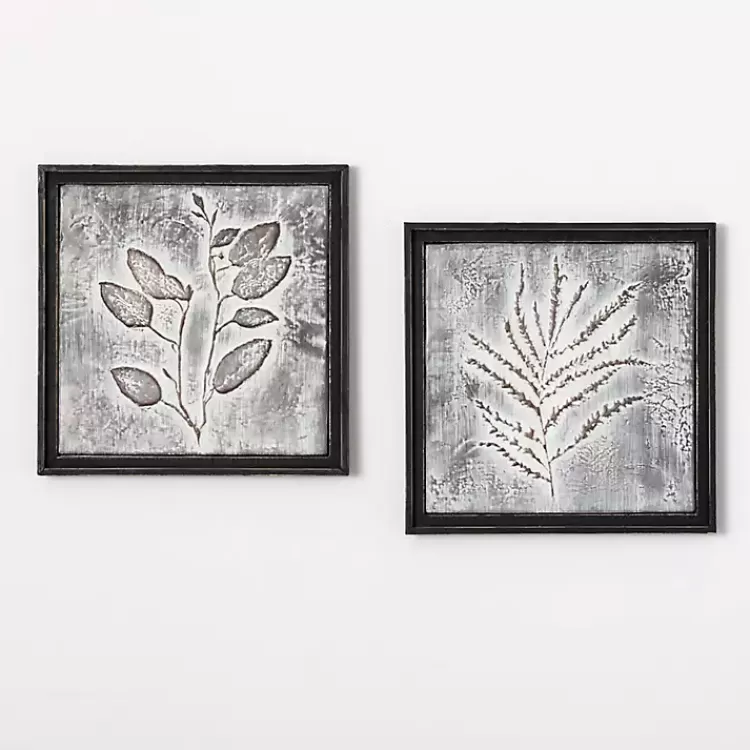 Gray Metal Raised Leaf Wall Plaques, Set of 2>Kirklands Home Outlet
