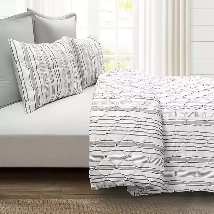 Gray Pintuck Stripe Full/Queen 5-pc. Comforter Set>Kirklands Home Store