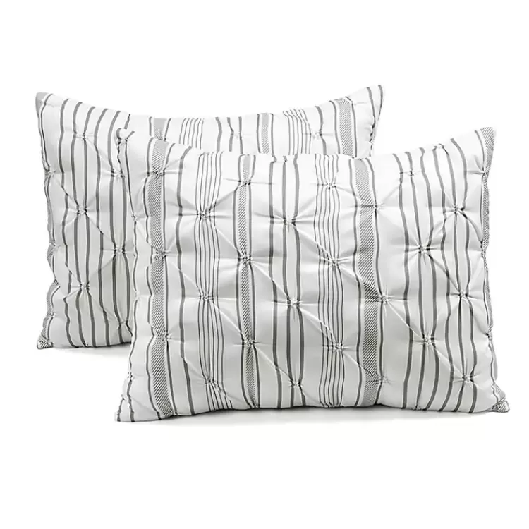 gray_pintuck_stripe_king_pc_comforter_set_5.webp Gray Pintuck Stripe King 5-pc. Comforter Set>Kirklands Home New