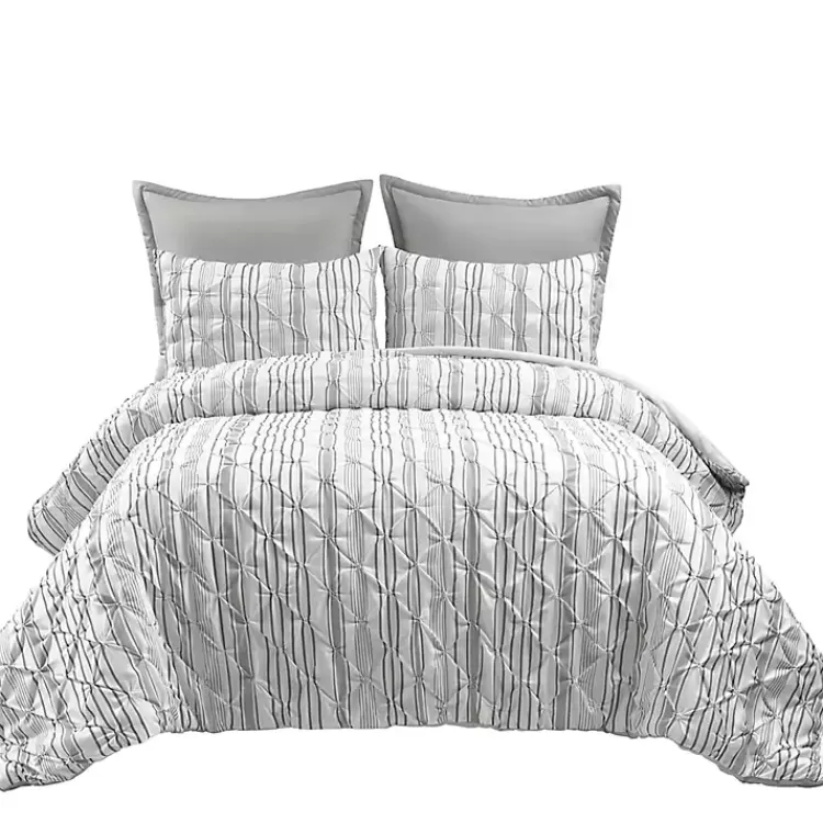 gray_pintuck_stripe_king_pc_comforter_set_7.webp Gray Pintuck Stripe King 5-pc. Comforter Set>Kirklands Home New
