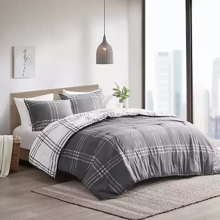 Gray Plaid Dayton 3-pc. King Comforter Set>Kirklands Home Store
