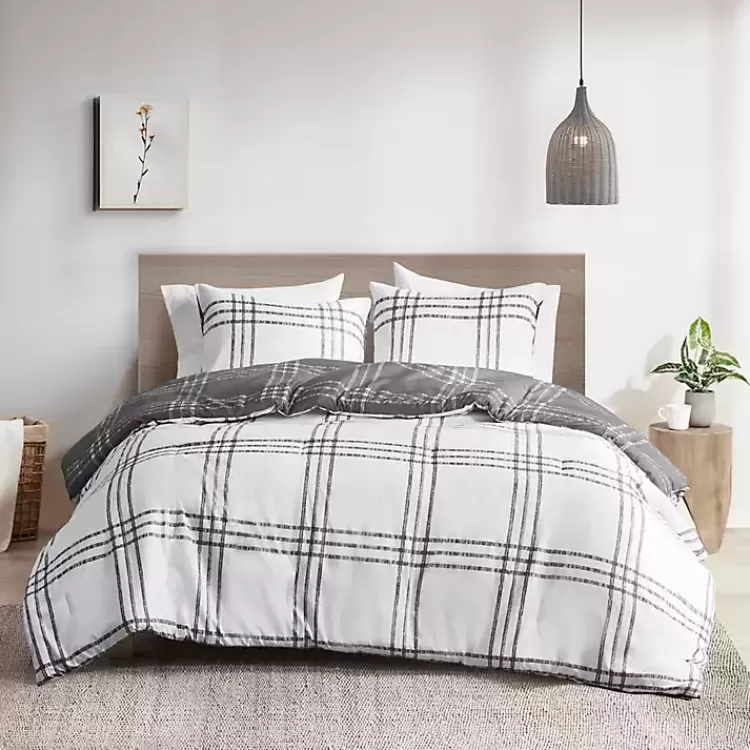 gray_plaid_dayton_pc_king_comforter_set_2.webp Gray Plaid Dayton 3-pc. King Comforter Set>Kirklands Home Store