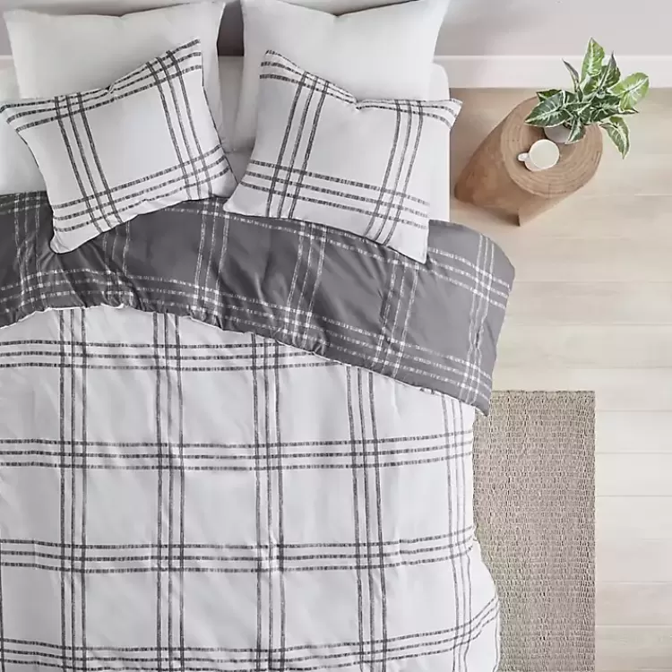 gray_plaid_dayton_pc_king_comforter_set_3.webp Gray Plaid Dayton 3-pc. King Comforter Set>Kirklands Home Store