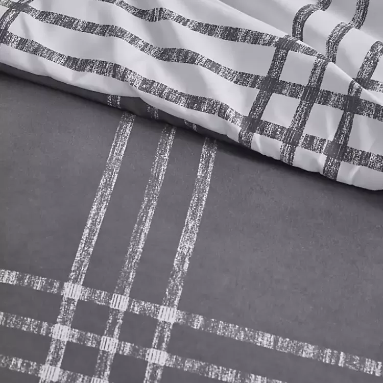 gray_plaid_dayton_pc_king_comforter_set_5.webp Gray Plaid Dayton 3-pc. King Comforter Set>Kirklands Home Store