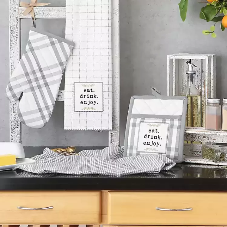 gray_plaid_eat_drink_enjoy_pc_dish_towel_set_4.webp Gray Plaid Eat Drink Enjoy 4-pc. Dish Towel Set>Kirklands Home Outlet