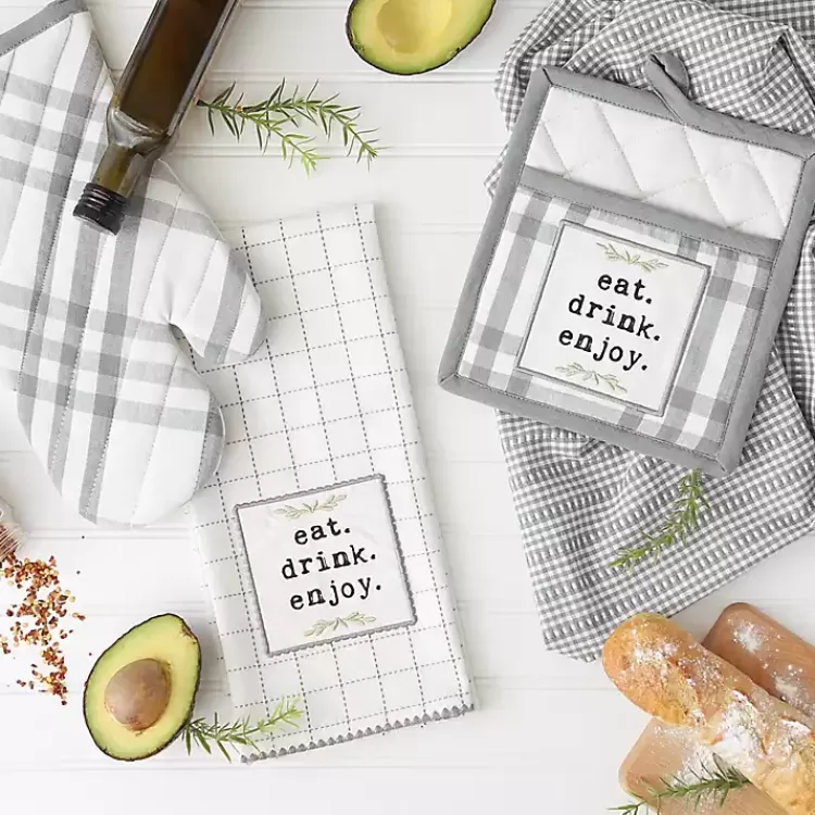 gray_plaid_eat_drink_enjoy_pc_dish_towel_set_5.webp Gray Plaid Eat Drink Enjoy 4-pc. Dish Towel Set>Kirklands Home Outlet