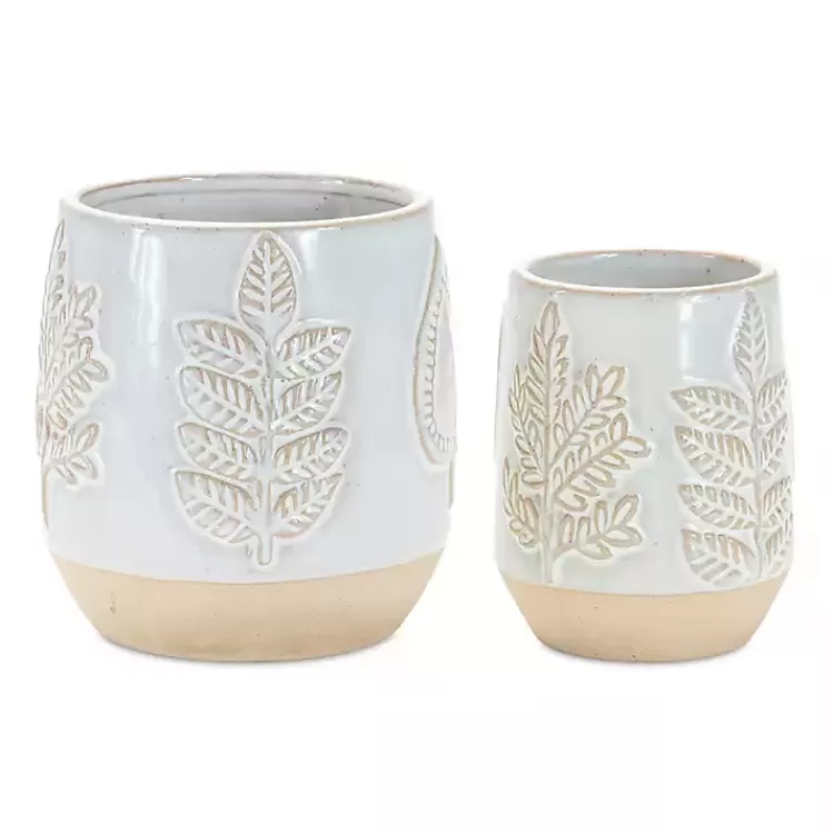 Gray Porcelain Leaf Decorative Pots, Set of 2>Kirklands Home Cheap