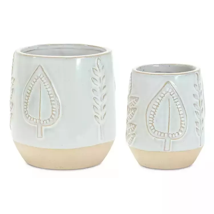 gray_porcelain_leaf_decorative_pots_set_of__2.webp Gray Porcelain Leaf Decorative Pots, Set of 2>Kirklands Home Cheap
