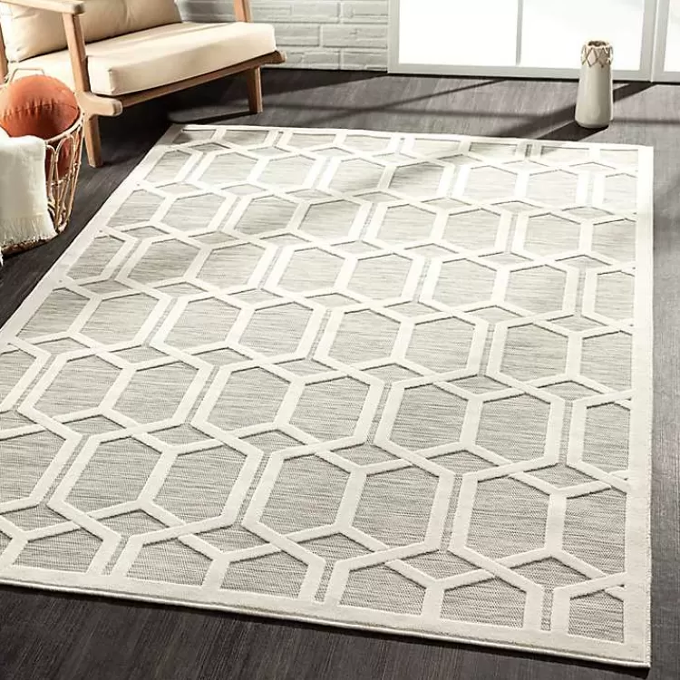 Gray Raised Honeycomb Indoor/Outdoor Area Rug, 7x9>Kirklands Home Hot