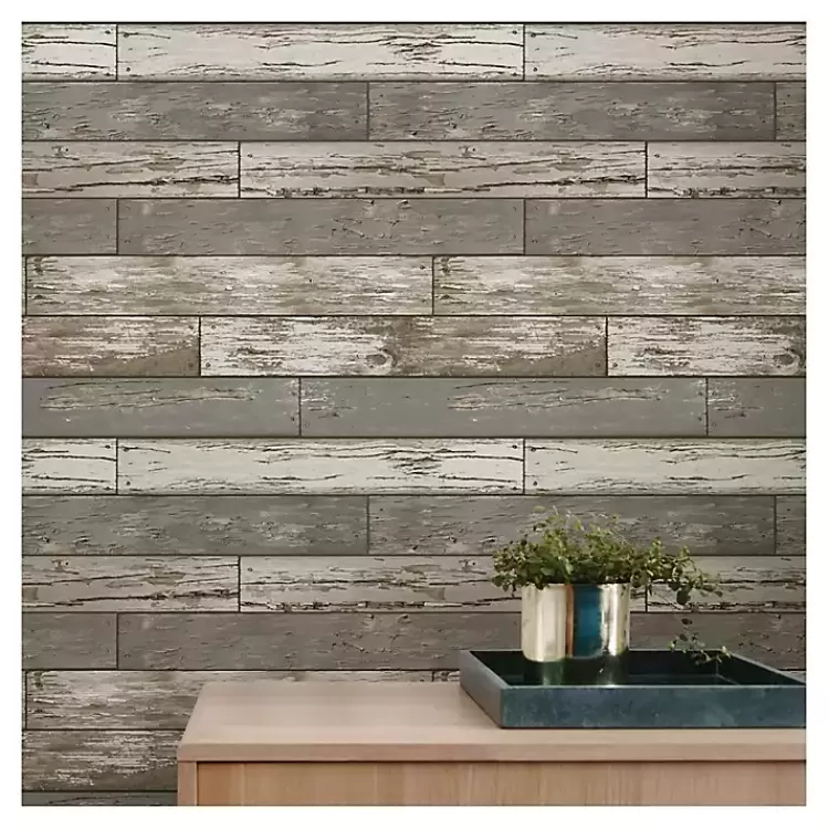 Gray Reclaimed Wood Peel & Stick Wallpaper>Kirklands Home Online