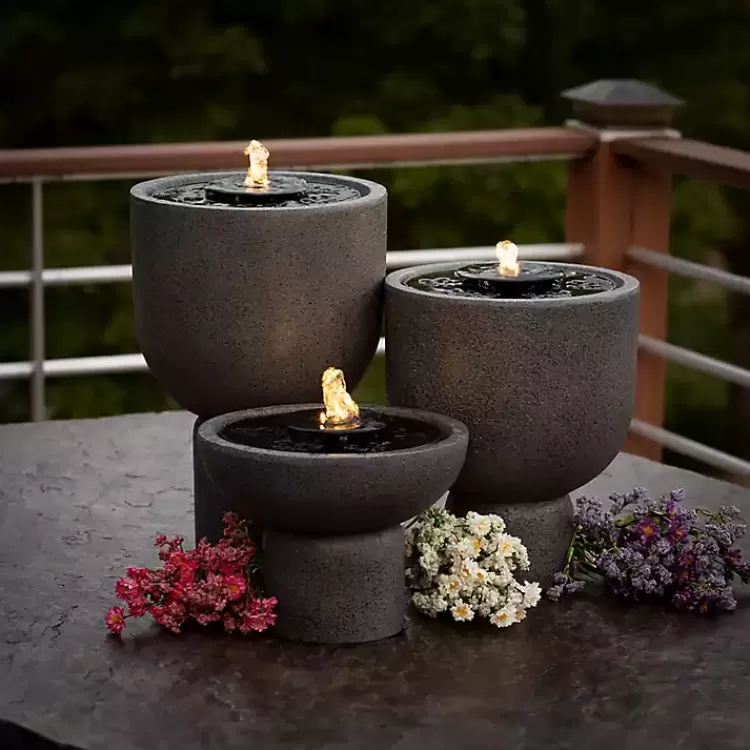 gray_resin_pedestal_outdoor_fountain__in_2.webp Resin Pedestal Outdoor Fountain, 13 in.>Kirklands Home Fashion