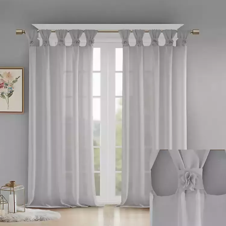 gray_rosette_tab_top_curtain_panel__in_2-1.webp Gray Rosette Tab Top Curtain Panel, 84 in.>Kirklands Home Best