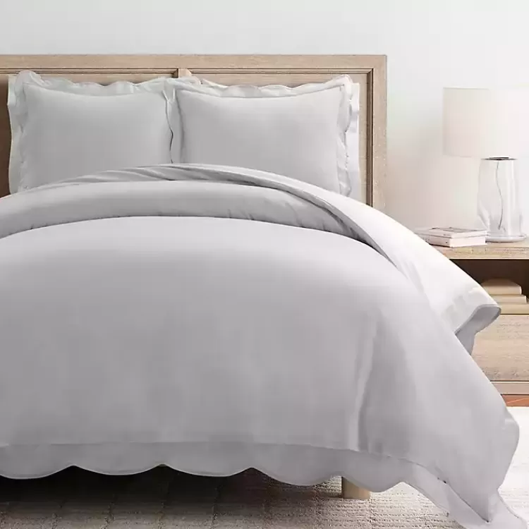 Gray Scallop Edge 3-pc. King Duvet Cover Set>Kirklands Home Shop