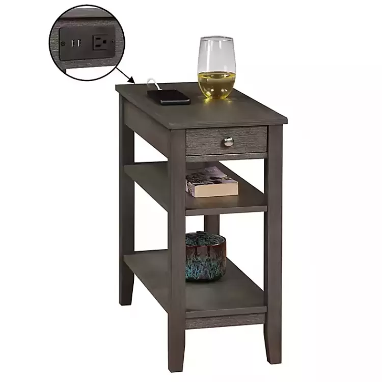 gray_shelf_charging_accent_table_2.webp 2-Shelf Charging Accent Table>Kirklands Home New