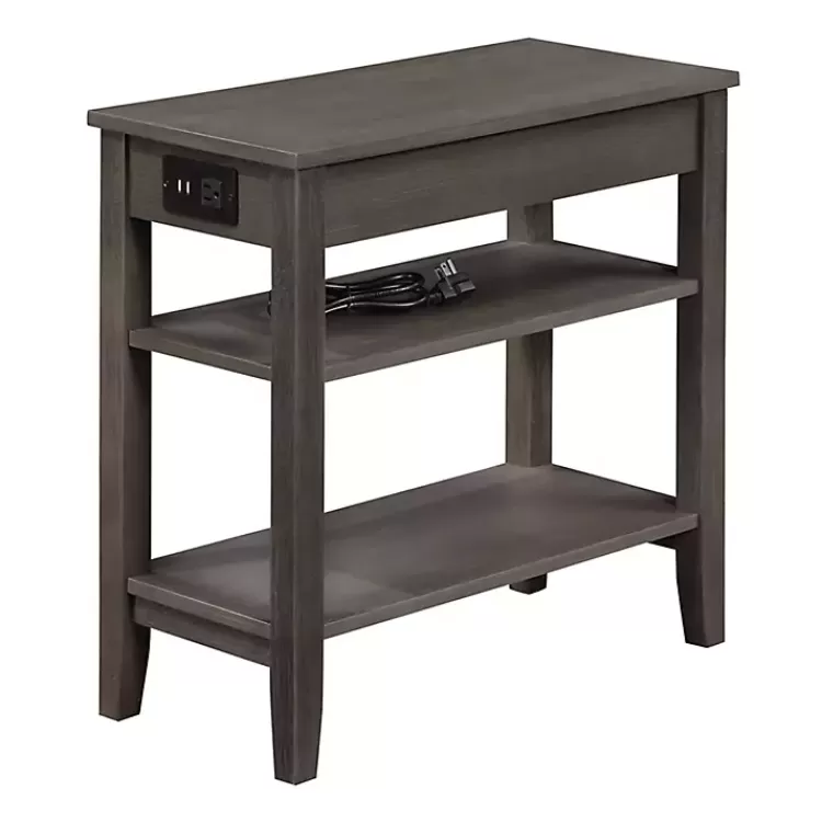 gray_shelf_charging_accent_table_4.webp 2-Shelf Charging Accent Table>Kirklands Home New