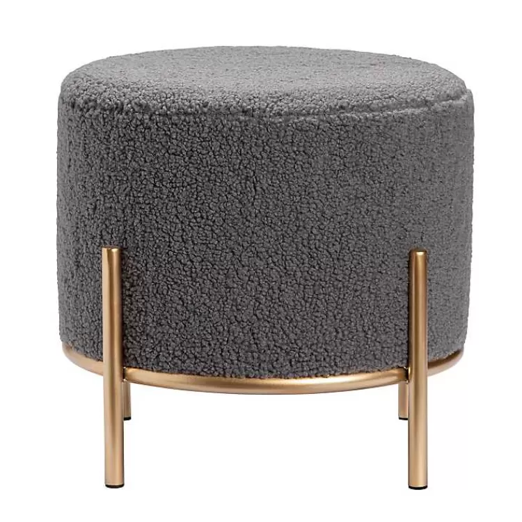Sherpa Upholstered Round Ottoman>Kirklands Home Cheap