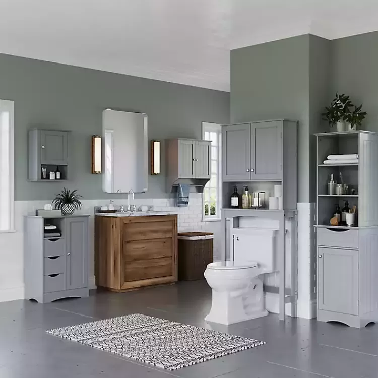 gray_single_door_drawer_cabinet_2.webp Single Door 3-Drawer Cabinet>Kirklands Home Online