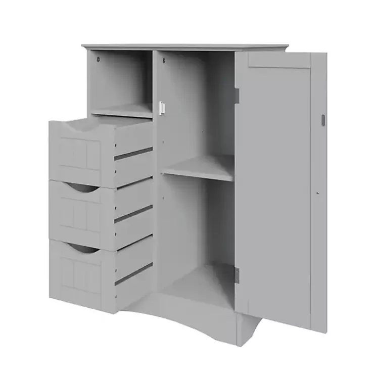 gray_single_door_drawer_cabinet_4.webp Single Door 3-Drawer Cabinet>Kirklands Home Online