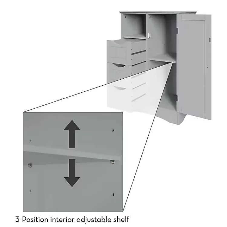 gray_single_door_drawer_cabinet_8.webp Single Door 3-Drawer Cabinet>Kirklands Home Online