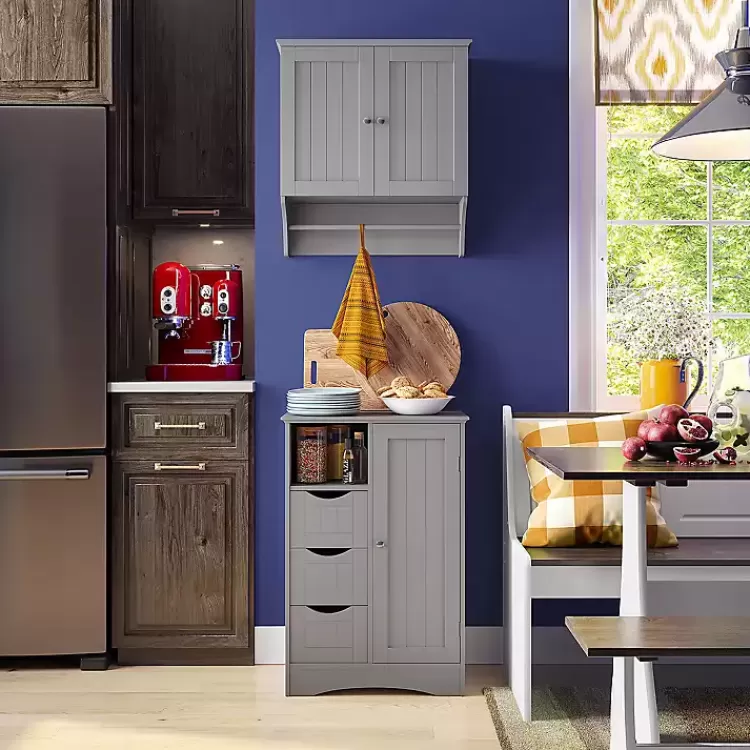 gray_single_door_drawer_cabinet_9.webp Single Door 3-Drawer Cabinet>Kirklands Home Online