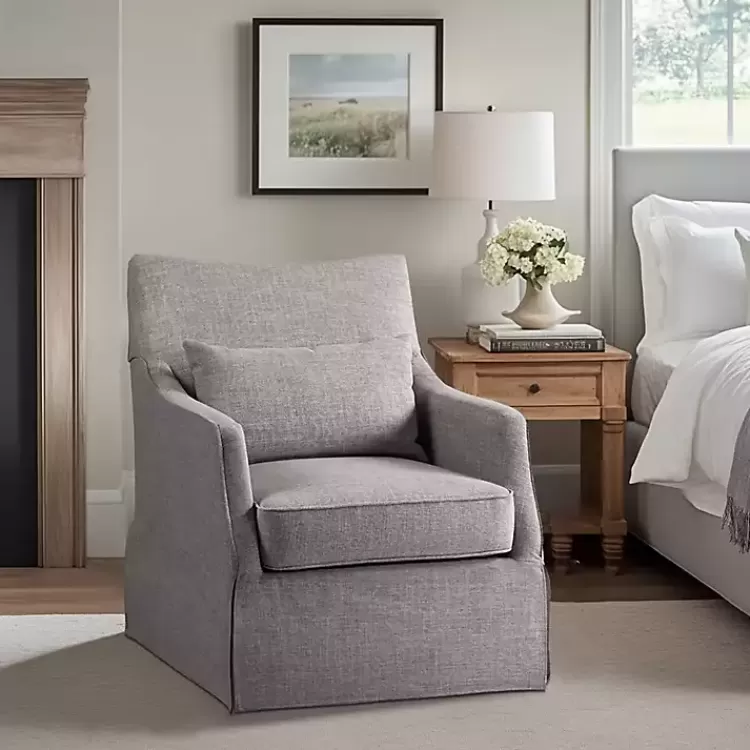 gray_skirted_swivel_martha_stewart_accent_chair_2.webp Skirted Swivel Martha Stewart Accent Chair>Kirklands Home Best Sale