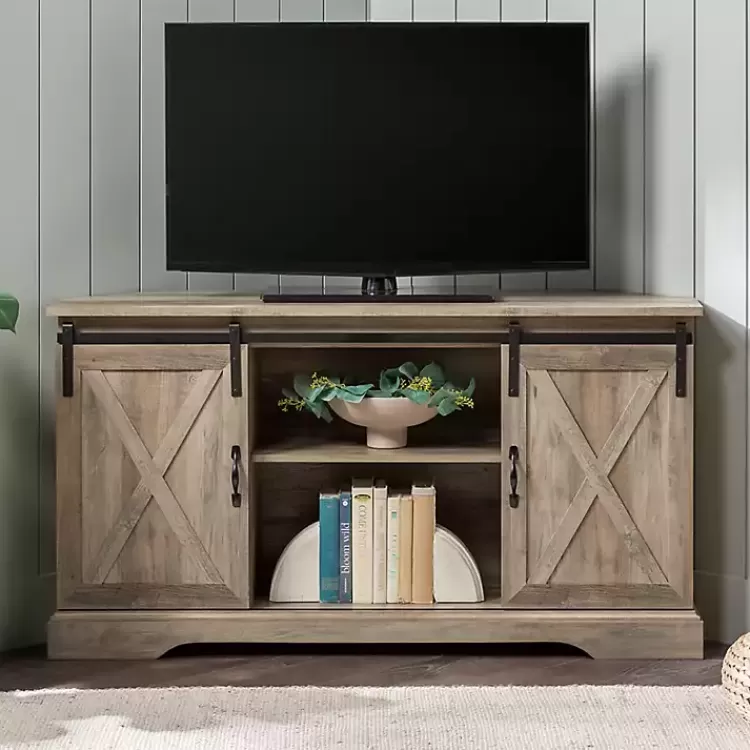 Sliding Barn Doors Corner TV Stand>Kirklands Home Best