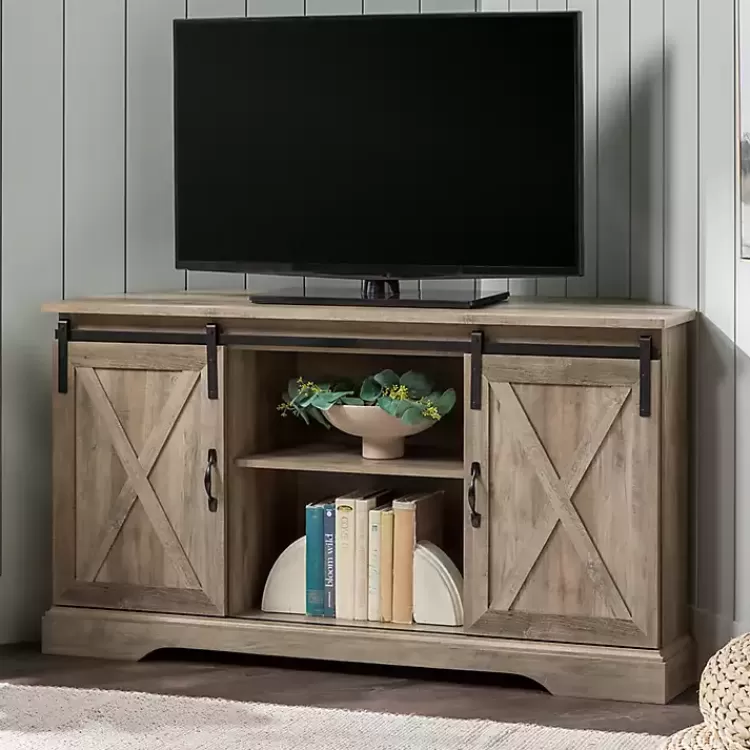 Sliding Barn Doors Corner TV Stand>Kirklands Home Best
