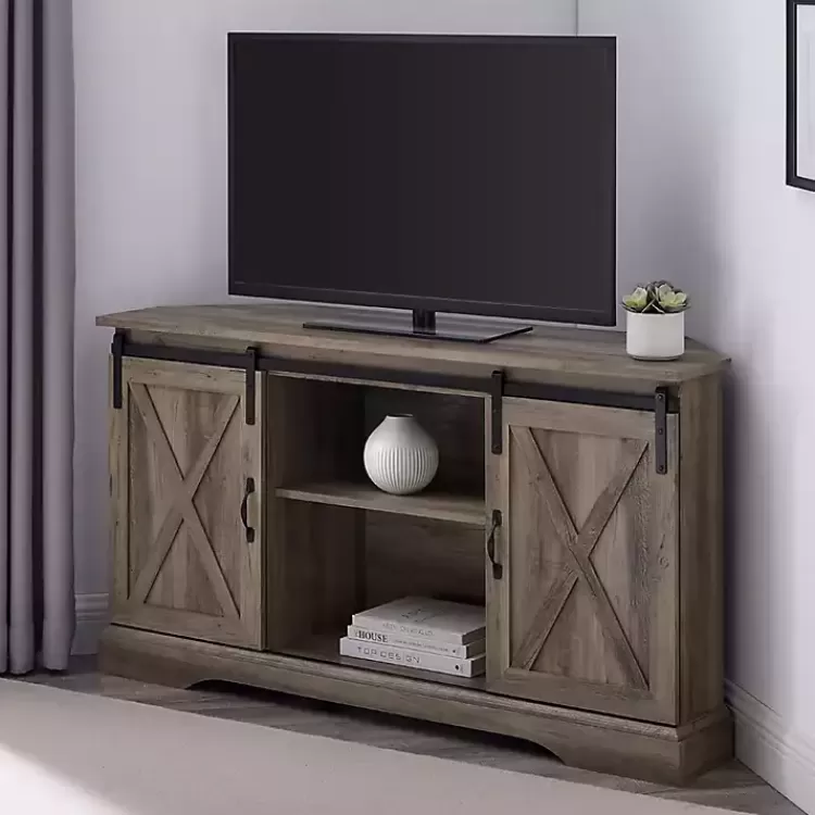 gray_sliding_barn_doors_corner_tv_stand_3.webp Sliding Barn Doors Corner TV Stand>Kirklands Home Best