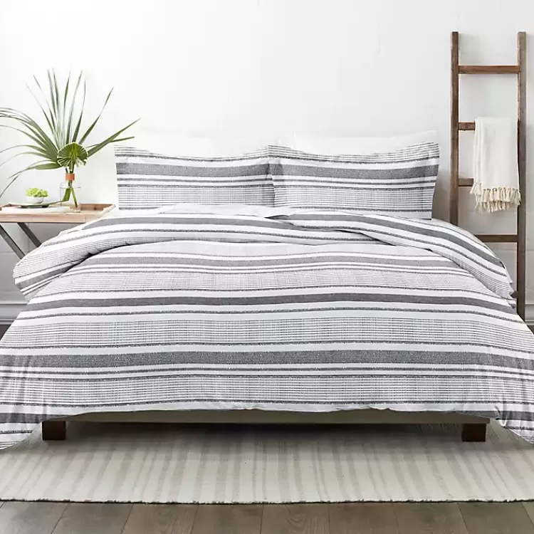 Gray Soft Striped 3-pc. King Duvet Cover Set>Kirklands Home New