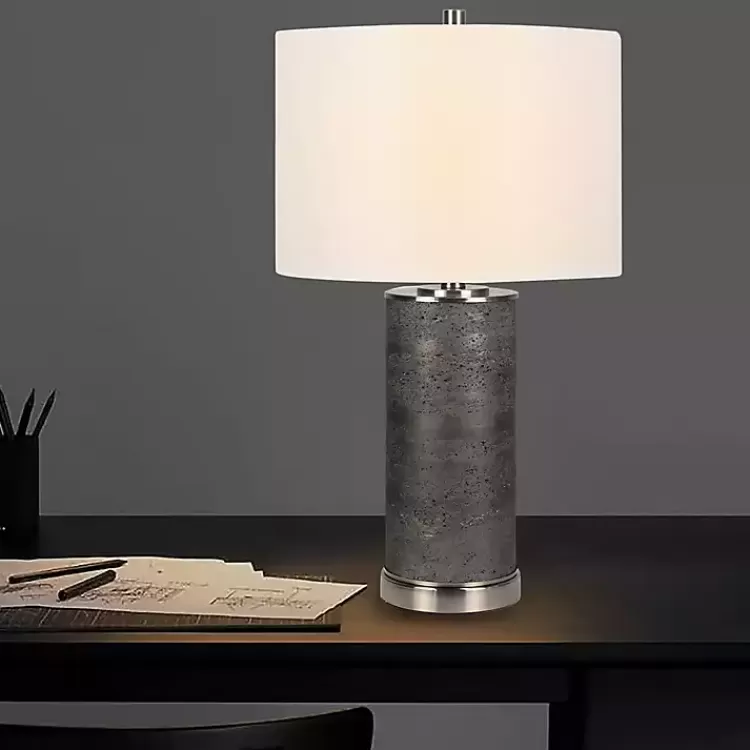 Stone and Steel Cylinder Table Lamp>Kirklands Home Flash Sale