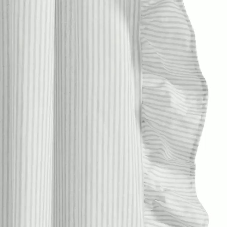 gray_stripe_ruffled_curtain_panel_set__in_5.webp Gray Stripe Ruffled Curtain Panel Set, 84 in.>Kirklands Home Clearance