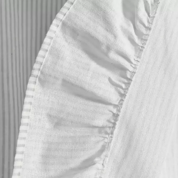 gray_stripe_ruffled_curtain_panel_set__in_6.webp Gray Stripe Ruffled Curtain Panel Set, 84 in.>Kirklands Home Clearance