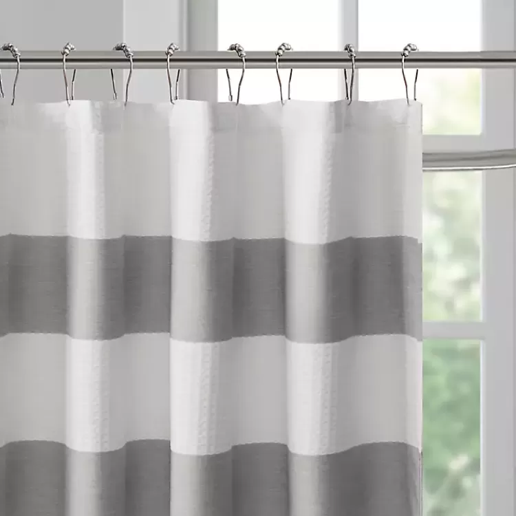 gray_stripe_waffle_weave_shower_curtain_2.webp Stripe Waffle Weave Shower Curtain>Kirklands Home Sale